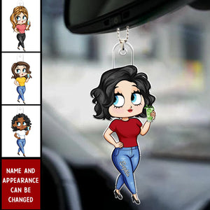 New Cartoon Style Girl - Personalized Acrylic Car Ornament