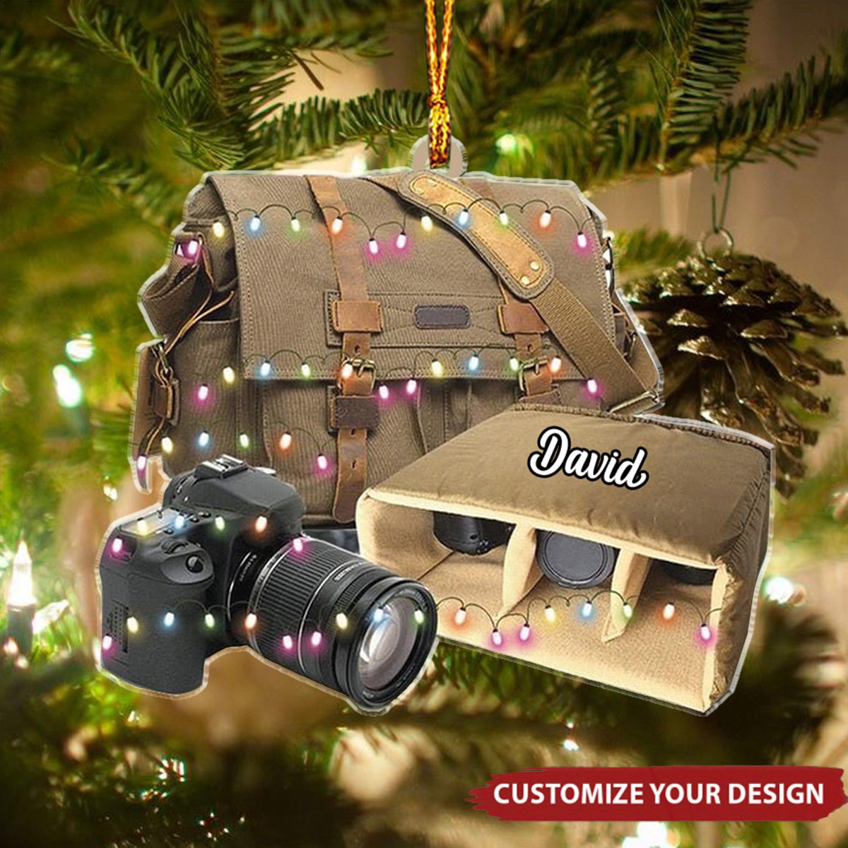 Personalized Camera Photographer Flat Christmas Ornament, Custom Camera Acrylic Ornament