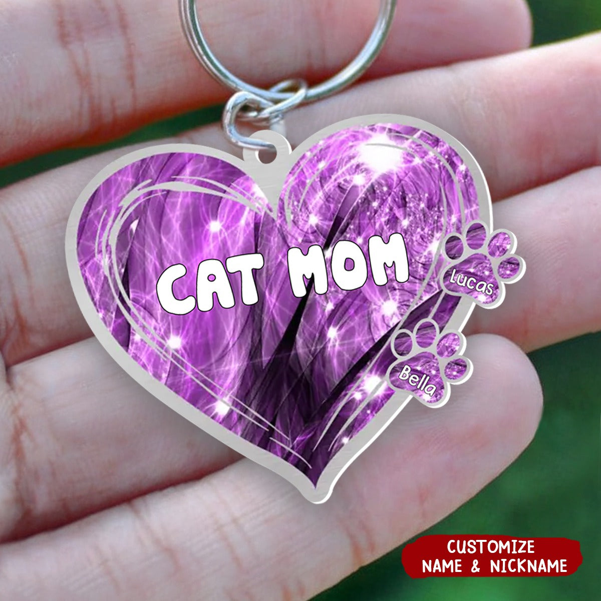 Lovely Heart Pet Mom Dad Personalized One-Side Acrylic Keychain