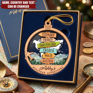 European Adventures - Personalized Acrylic Wooden Ornament