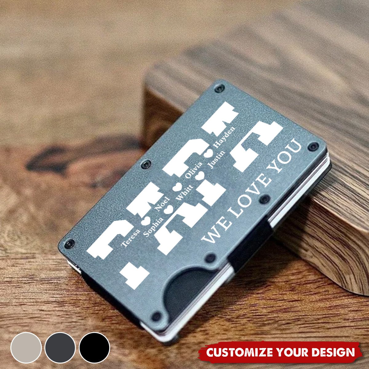 We Love You Dad - Personalized Metal Card Holder
