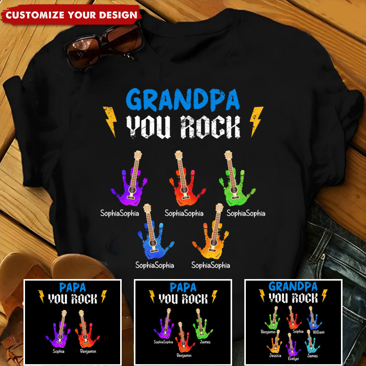 Grandpa You Rock - Personalized Shirt - Father's Day, Gift For Dad, Grandpa
