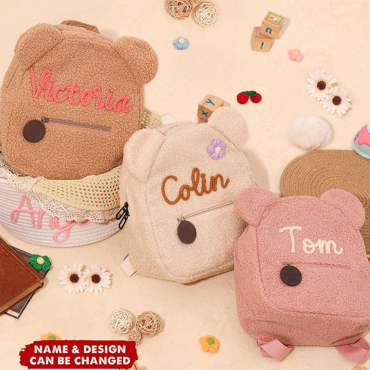 Custom Teddy Bear Backpack For Kids - Personalized Name Bag