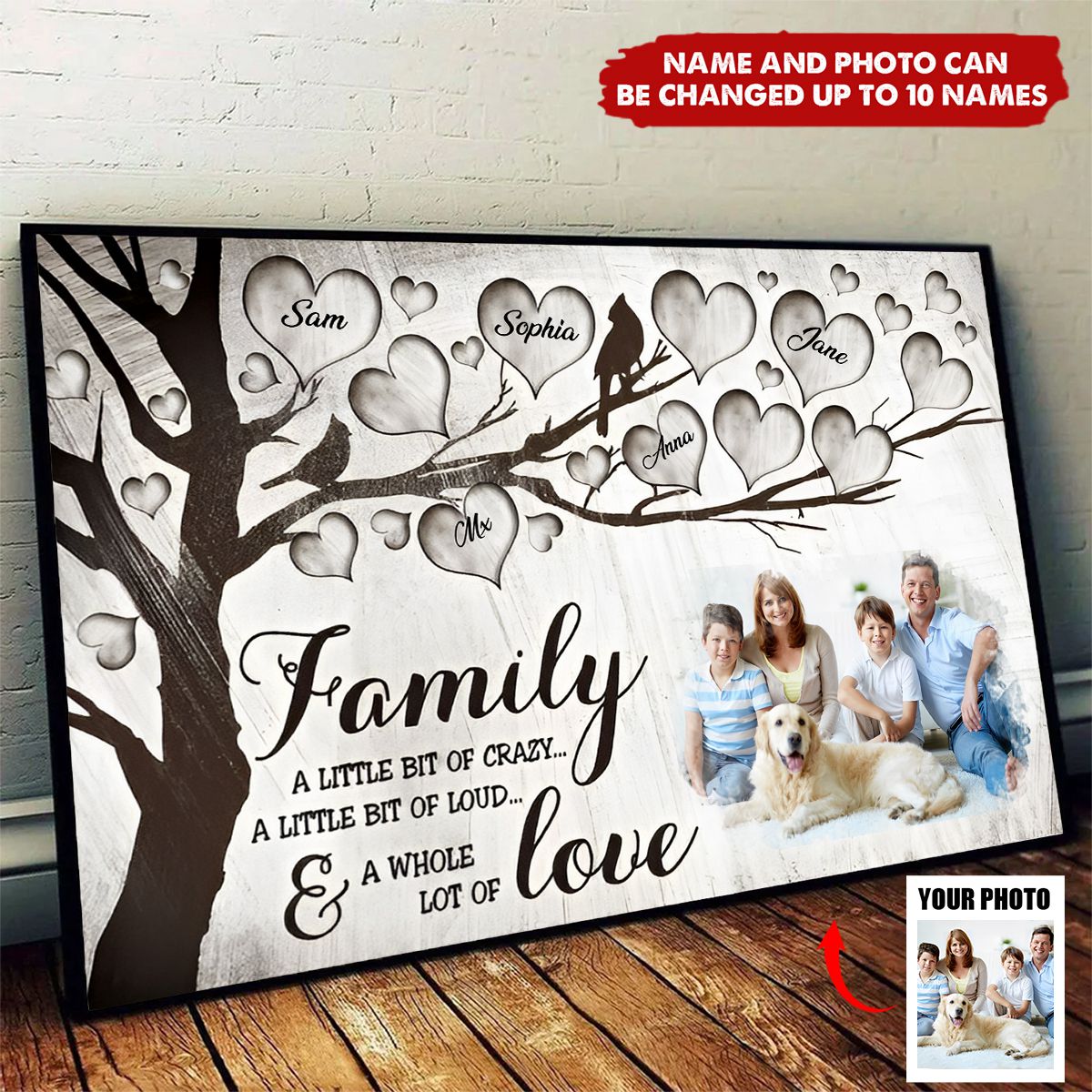 Family A Little Bit Of Crazy - Customized Personalized Poster - Gift For Family Grandma Grandpa Grandkids Mother Father Family Member