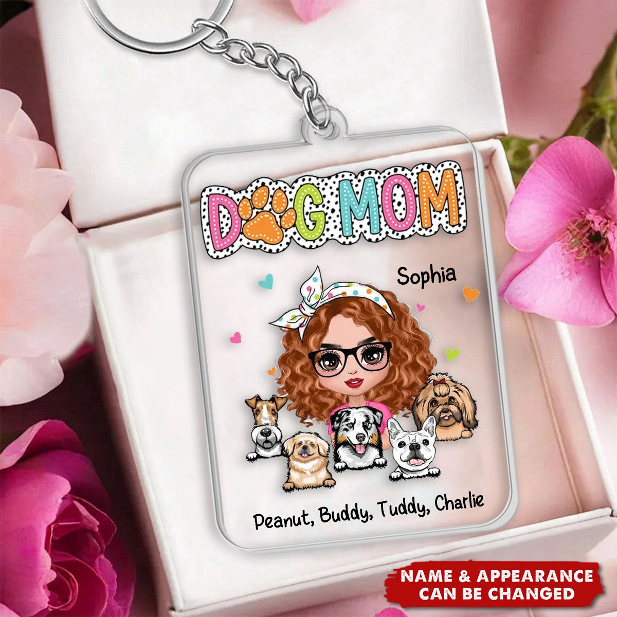 Exclusive Dog Mom Summer Vibes: Personalized Sassy Peeking Dogs Acrylic Keychain