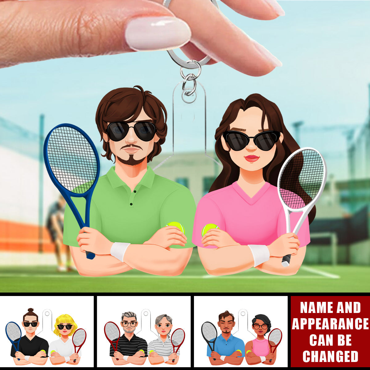 Tennis Couple - Personalized Acrylic Keychain - Gifts For Tennis Couple