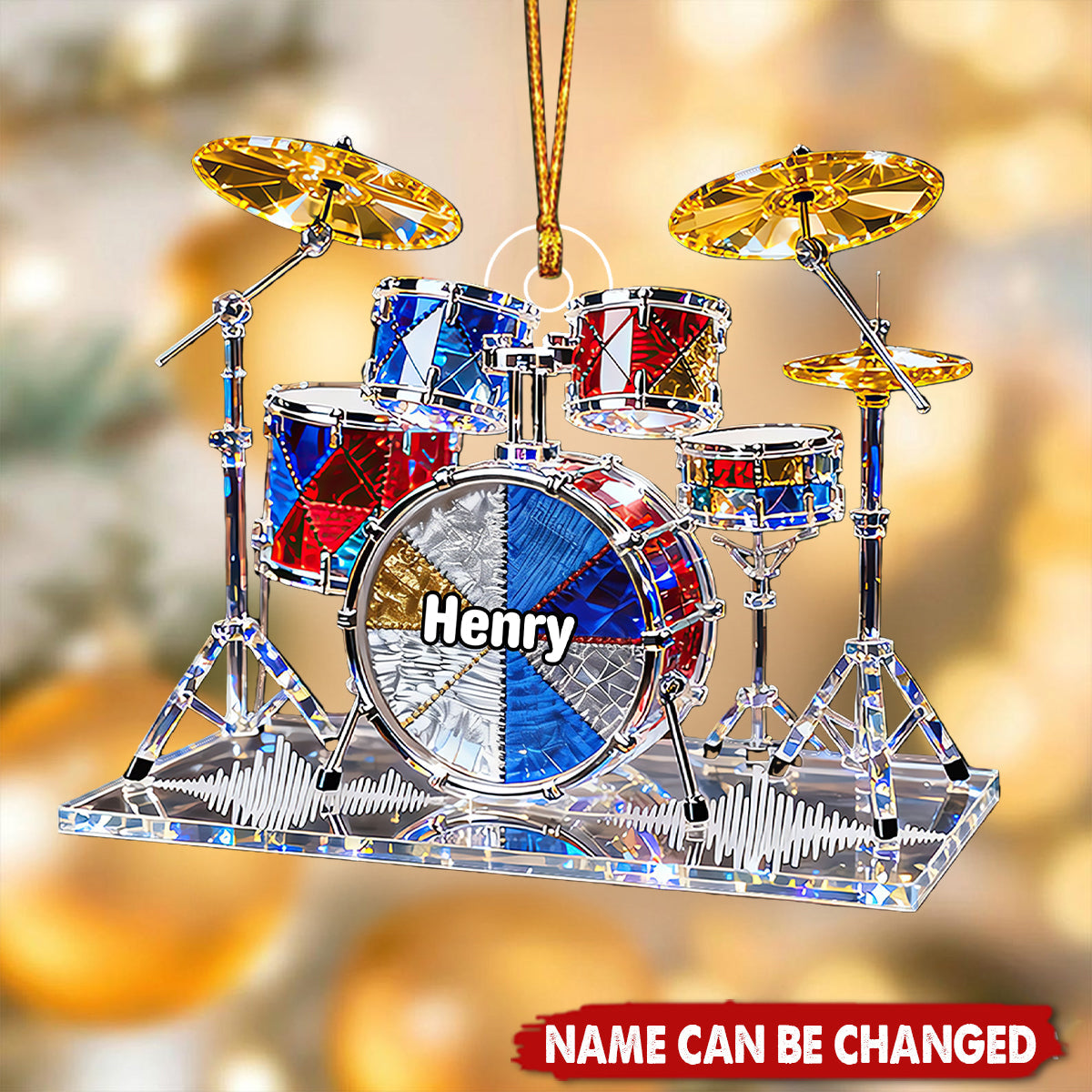 Custom Name Drum Christmas Ornament, Gift For Music Lover, Drummer Acrylic Ornament