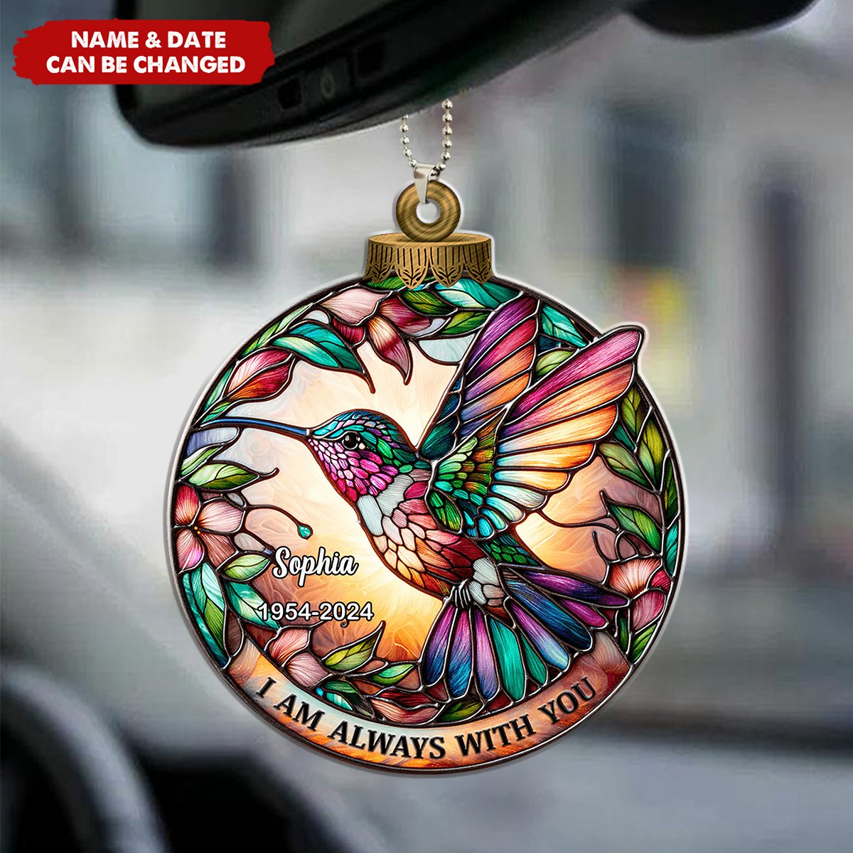 Memorial Hummingbird Personalized Car Acrylic Ornament