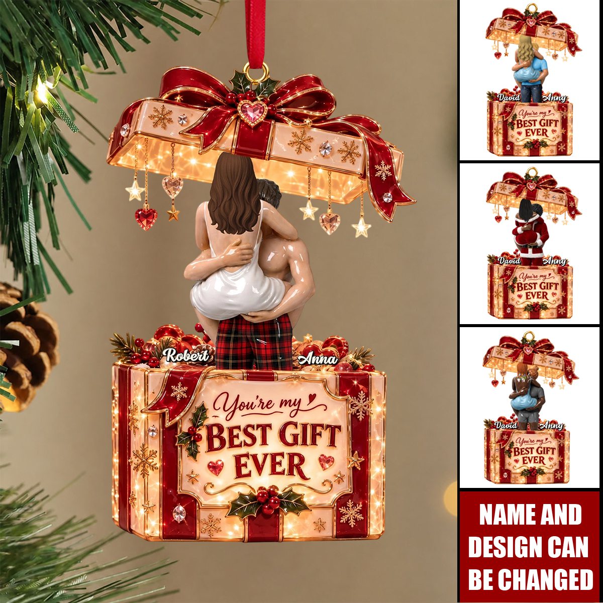 Romantic Best Gift Ever Ornament - Personalized Christmas Gifts For Couple