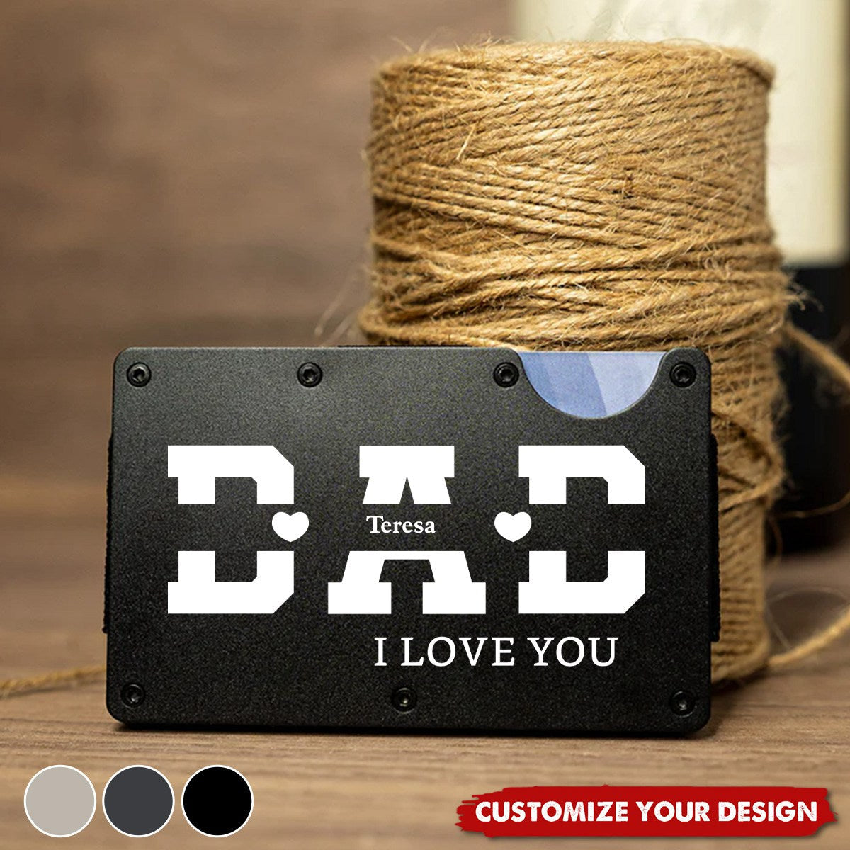 We Love You Dad - Personalized Metal Card Holder
