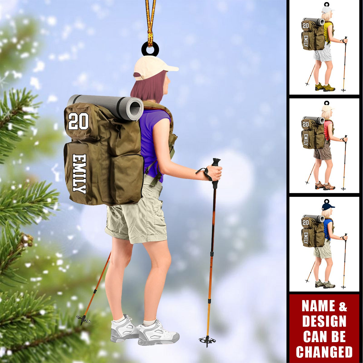 Personalized Hiking Girl Ornament - Gift For Hiking Lovers, Climbing Gifts