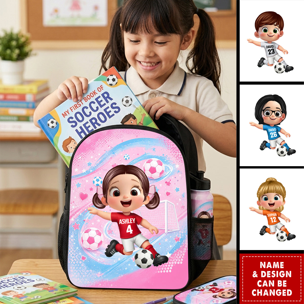 Soccer Design for Boys Girls - Personalized Backpack - Back to School Backpack for Kids