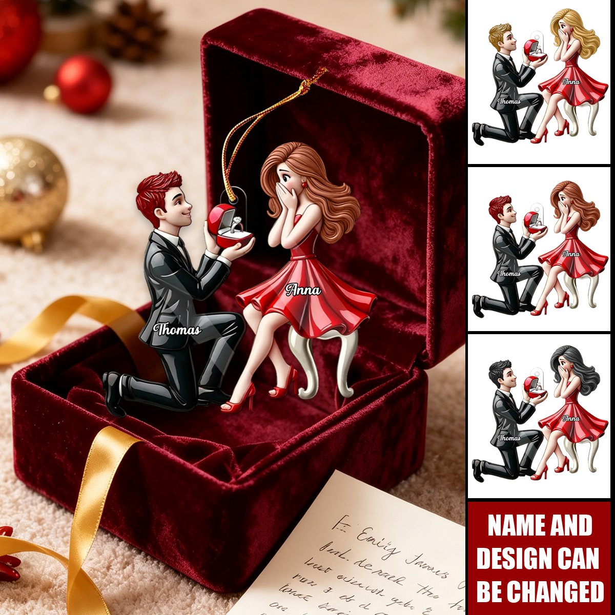 Personalized She Said Yes Acrylic Ornament,  Newly Engaged Gift, Valentines Gift For Couple