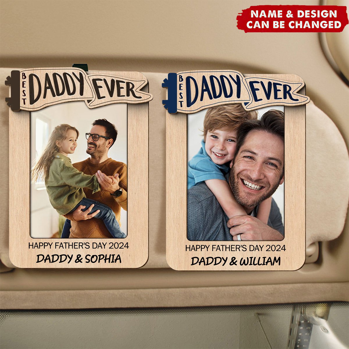 Gifts for Dad Grandpa Personalized Picture Frame Car Visor Clip