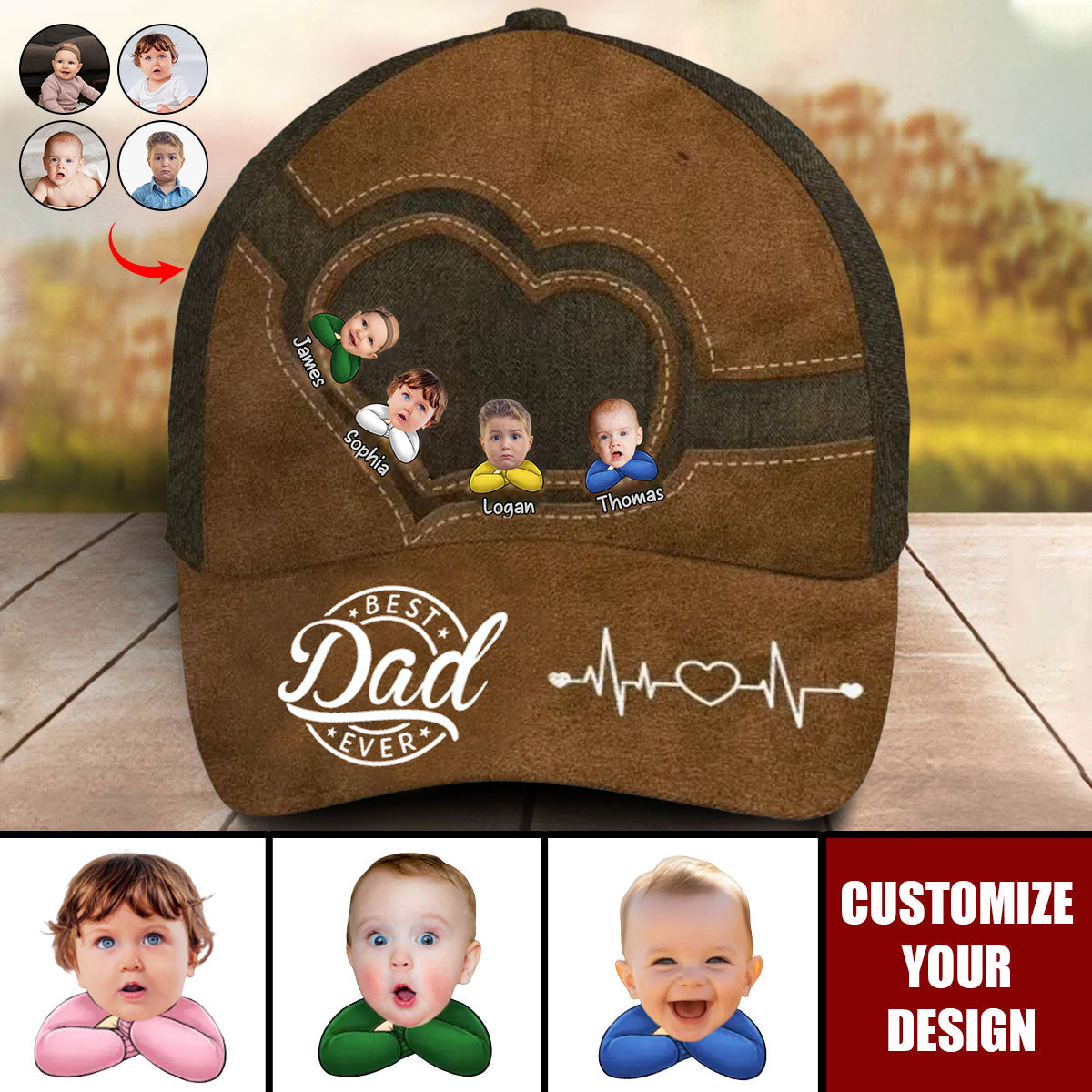 Custom Photo Best Papa Ever - Personalized Classic Cap, Father's Day Gift For Dad, Grandpa