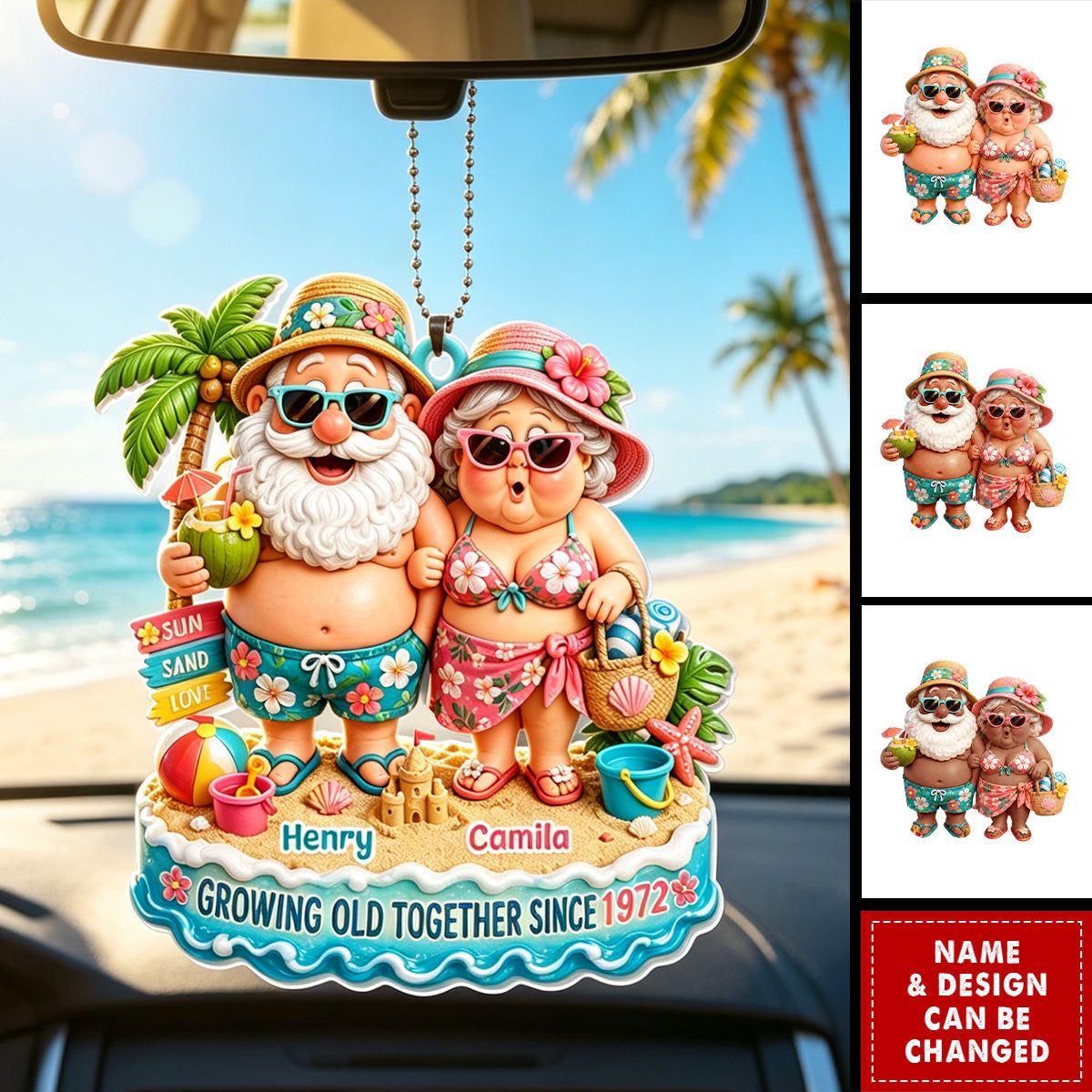 Growing Old Together, Personalized Custom Car Hanger, Gift For Couples