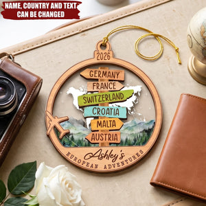 European Adventures - Personalized Acrylic Wooden Ornament