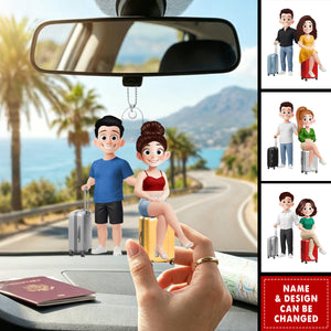 The Adventures Of Travel Lovers - Personalized Acrylic Car Ornament - Gift For Travelers, Couples