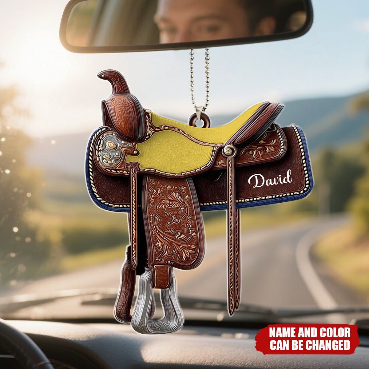 Custom Cowboy/ Cowgirl Western Horse Saddle Acrylic Car Ornament