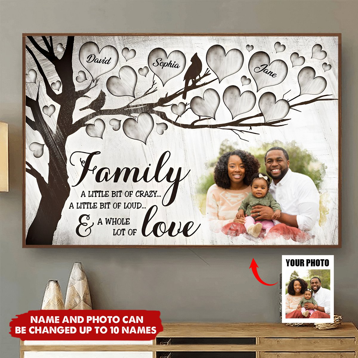 Family A Little Bit Of Crazy - Customized Personalized Poster - Gift For Family Grandma Grandpa Grandkids Mother Father Family Member