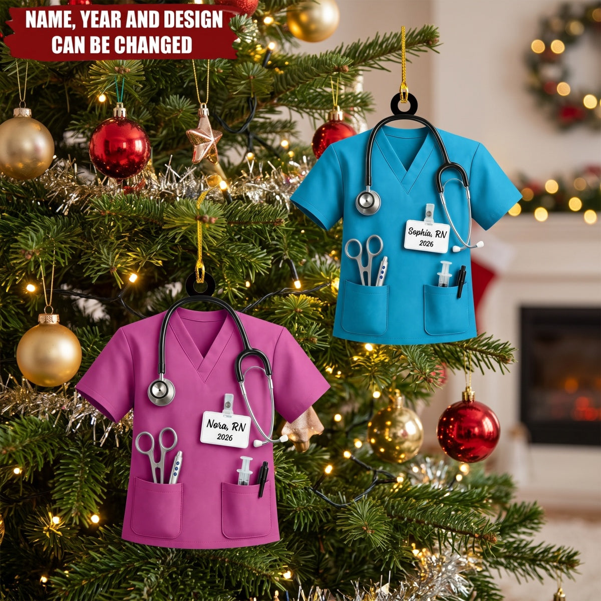 Nurse Scrubs - Personalized Acrylic Custom Shape Ornament