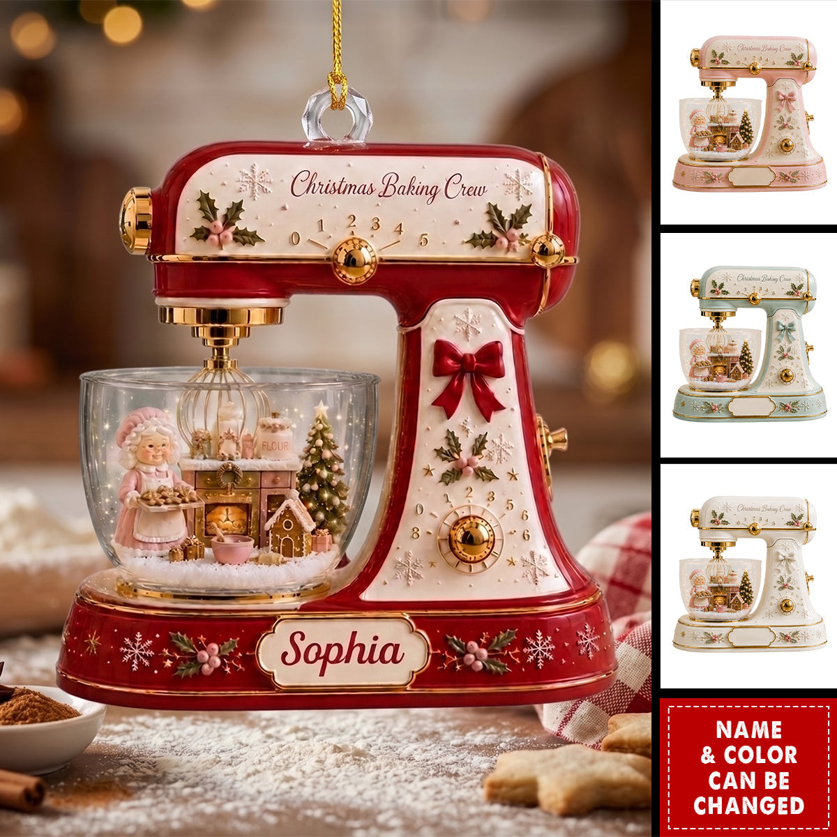 Custom Kitchen Stand Mixer Acrylic Ornament, Personalized Baking Crew Tree Hanging