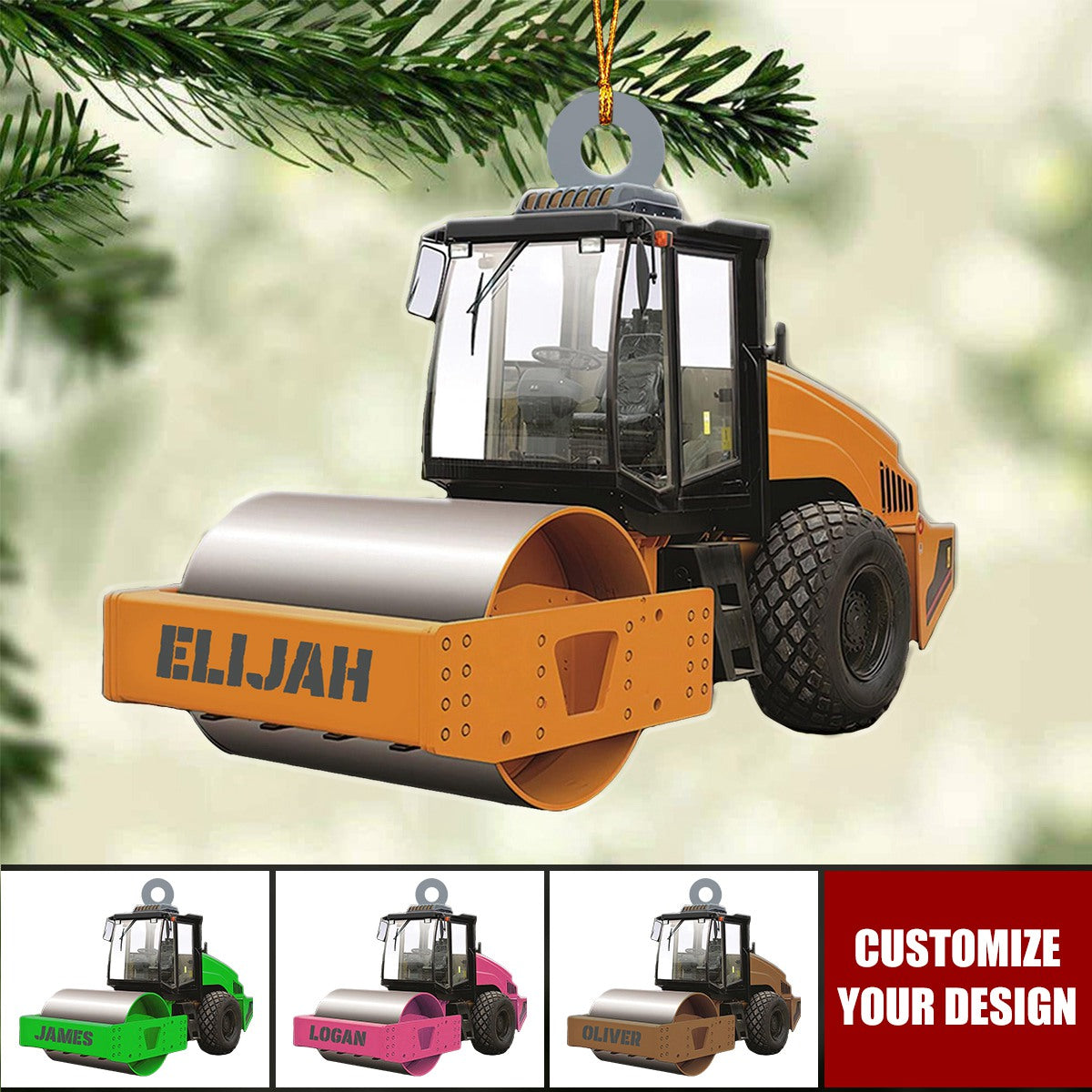Road Roller Truck - Personalized Acrylic Christmas Ornament, Gift For Roller Driver