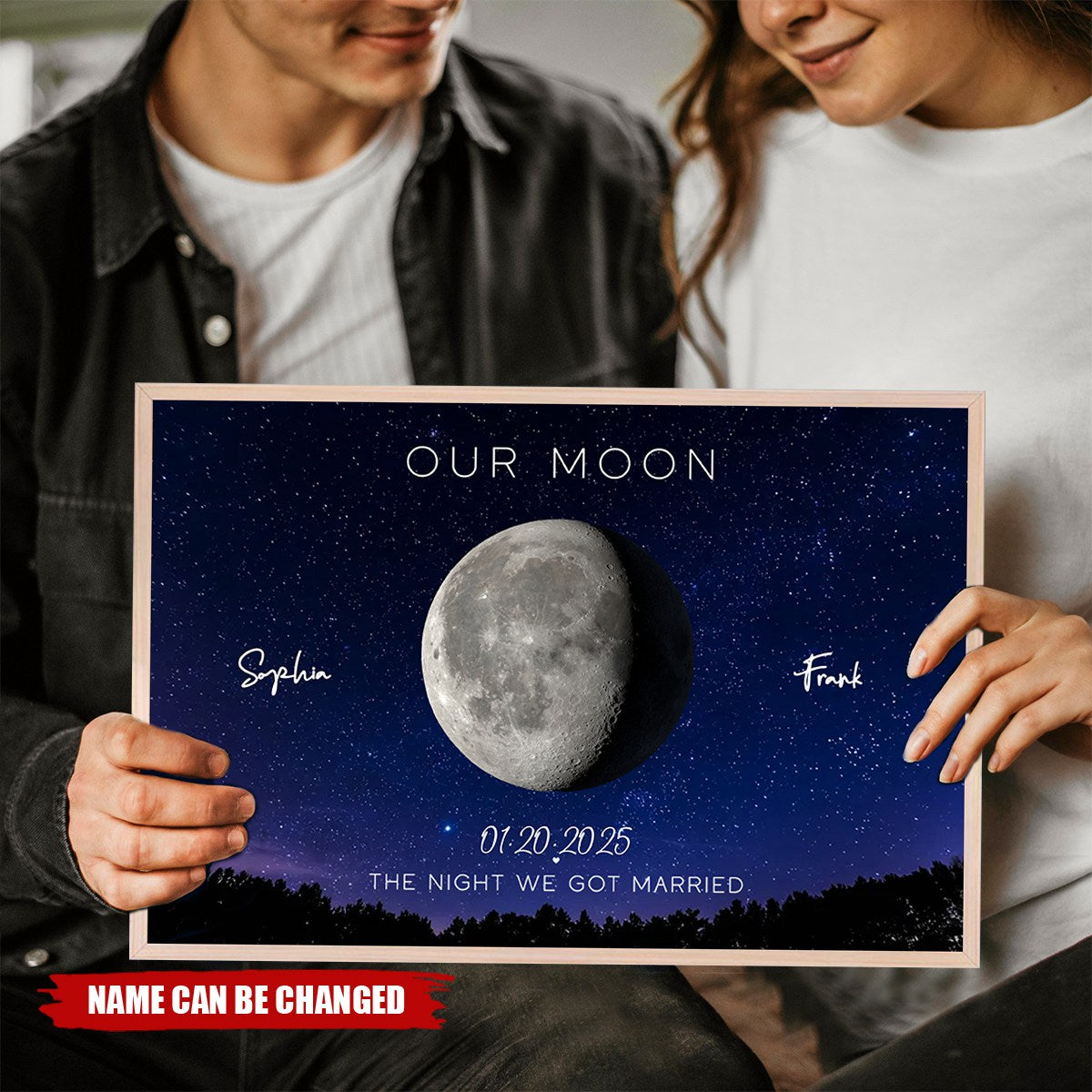 Moon Couple Gift Moon Phase Personalized Poster, Heartfelt 2025 Anniversary Gift, Wedding Gift For Couple