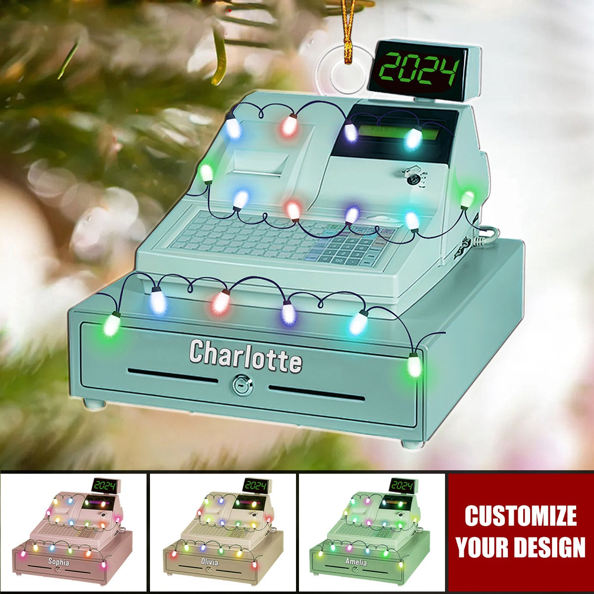 Custom Gift Cash Register - Personalized Acrylic Christmas Ornament