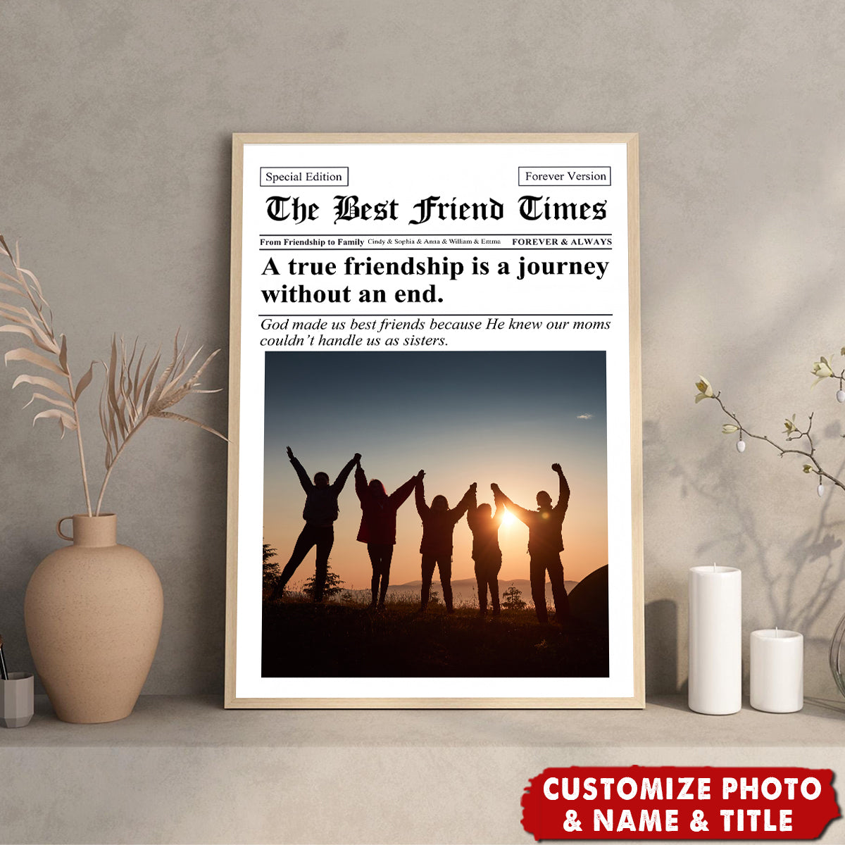 Newspaper The BFF Times - Upload Best Friend, Bestie Photo - Personalized Photo Poster