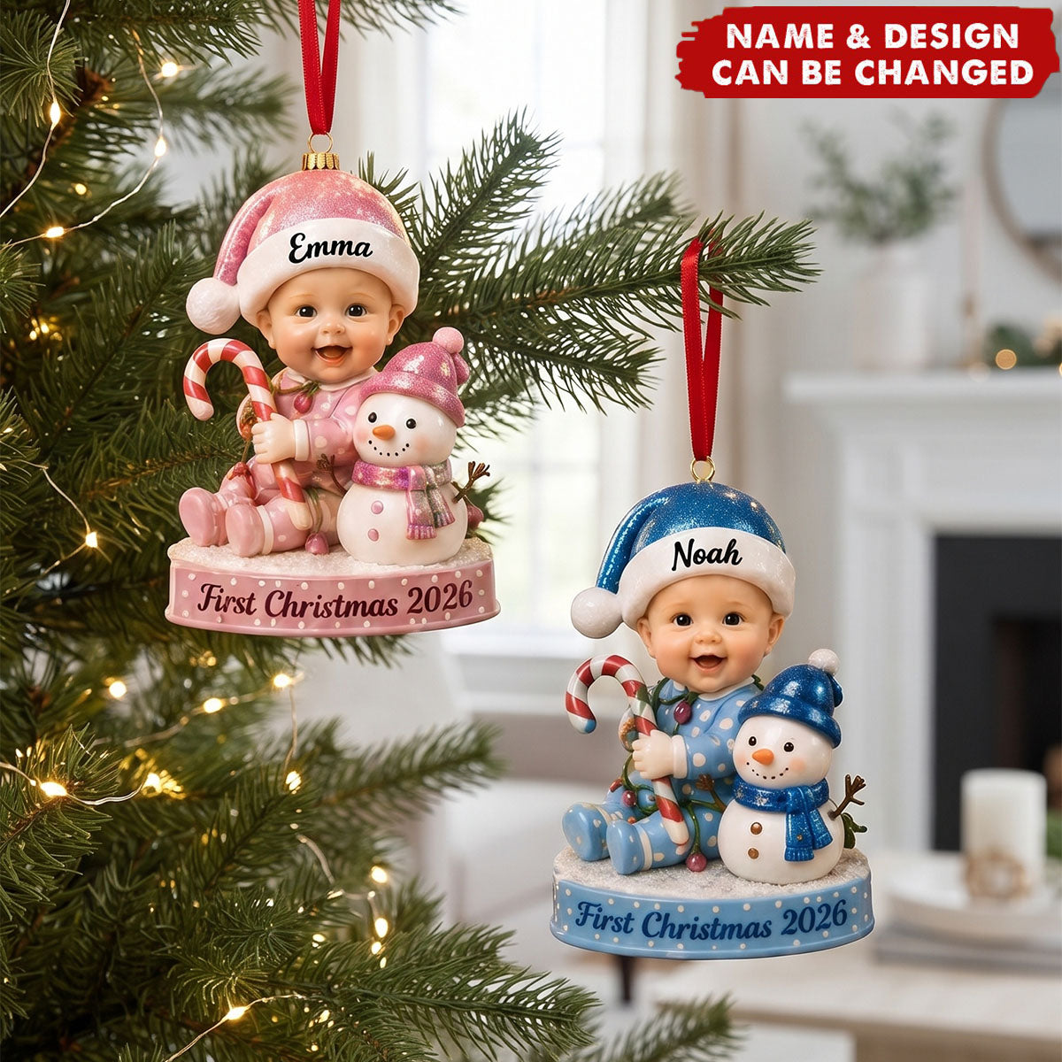 Baby First Christmas Ornament, Personalized Name 2026 Ornament