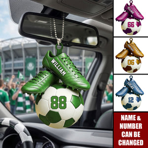 Personalized Soccer Acrylic Car Ornament - Custom Name & Jersey Number Gift for Fans