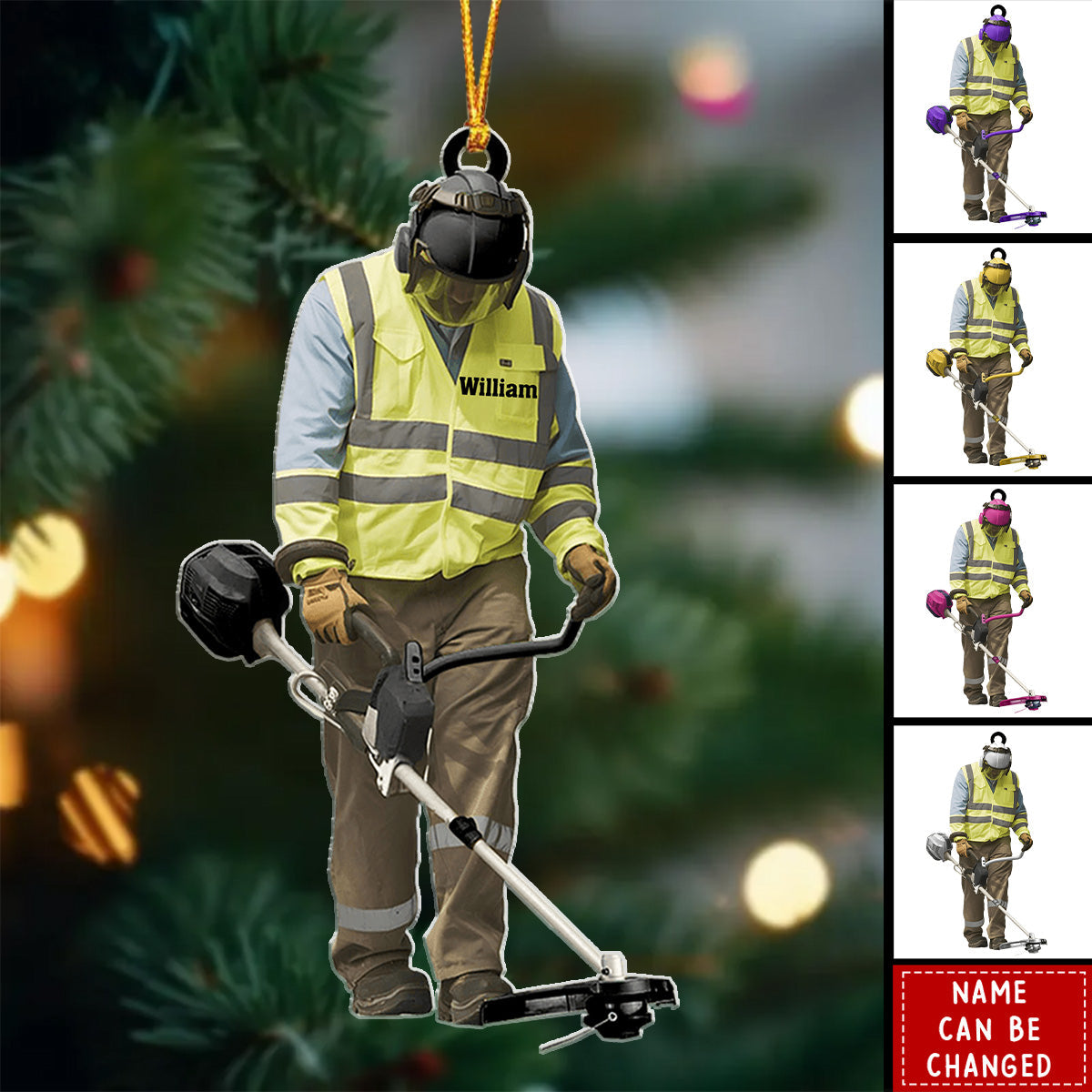 Personalized String Trimmer Tool Scythe Chainsaw Christmas Shaped Ornament - Gift For Gardener