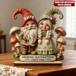 Growing Old Together - Personalized Standing Wooden Plaque