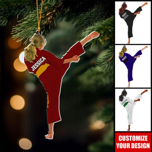 Taekwondo Uniform - Personalized Acrylic Christmas Ornament, Gift For Taekwondo Lover