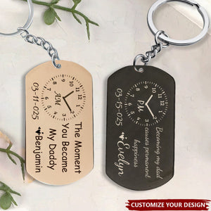 The Moment You Became My Daddy Mummy - Personalized Stainless Steel Keychain
