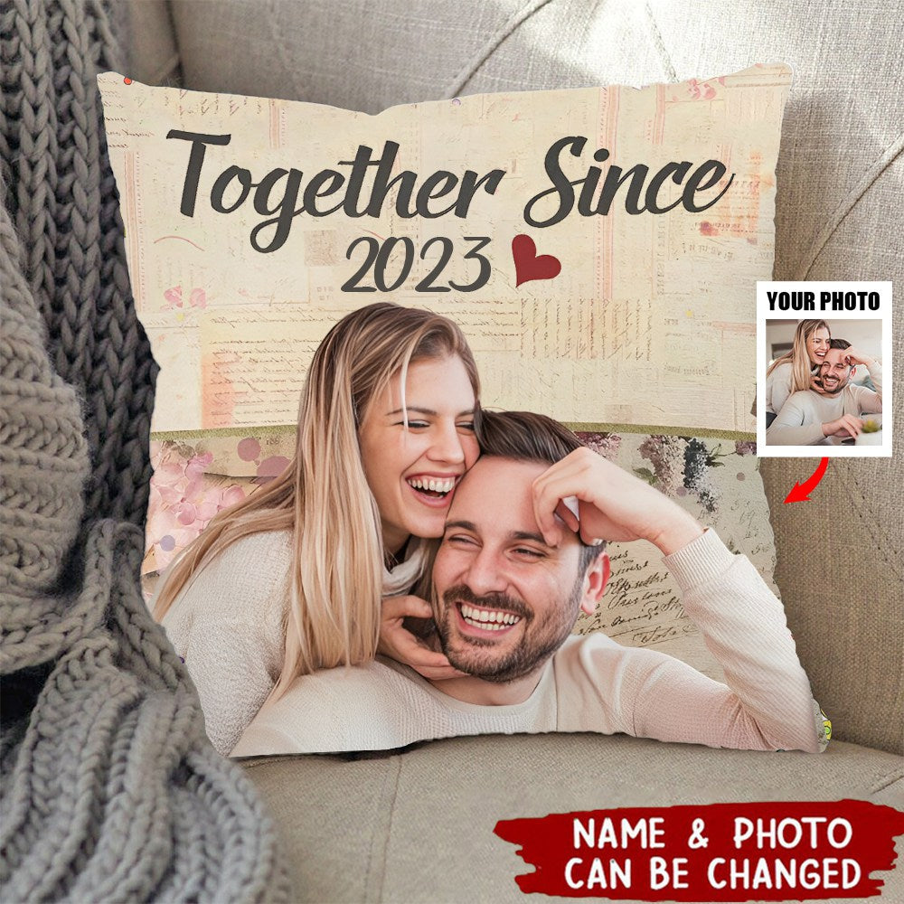 Custom Photo Together Since - Gift For Couples, Husband, Wife - Personalized Pillow