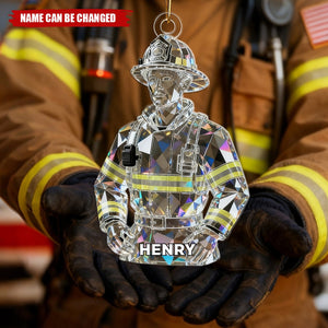 Custom Firefighter Crystal Light Effect Acrylic Ornaments, Career Decor