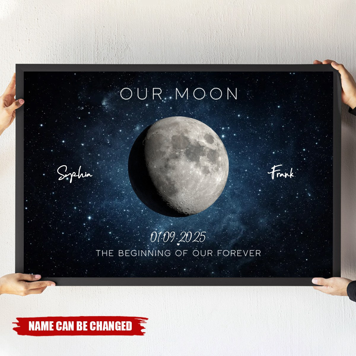 Moon Couple Gift Moon Phase Personalized Poster, Heartfelt 2025 Anniversary Gift, Wedding Gift For Couple