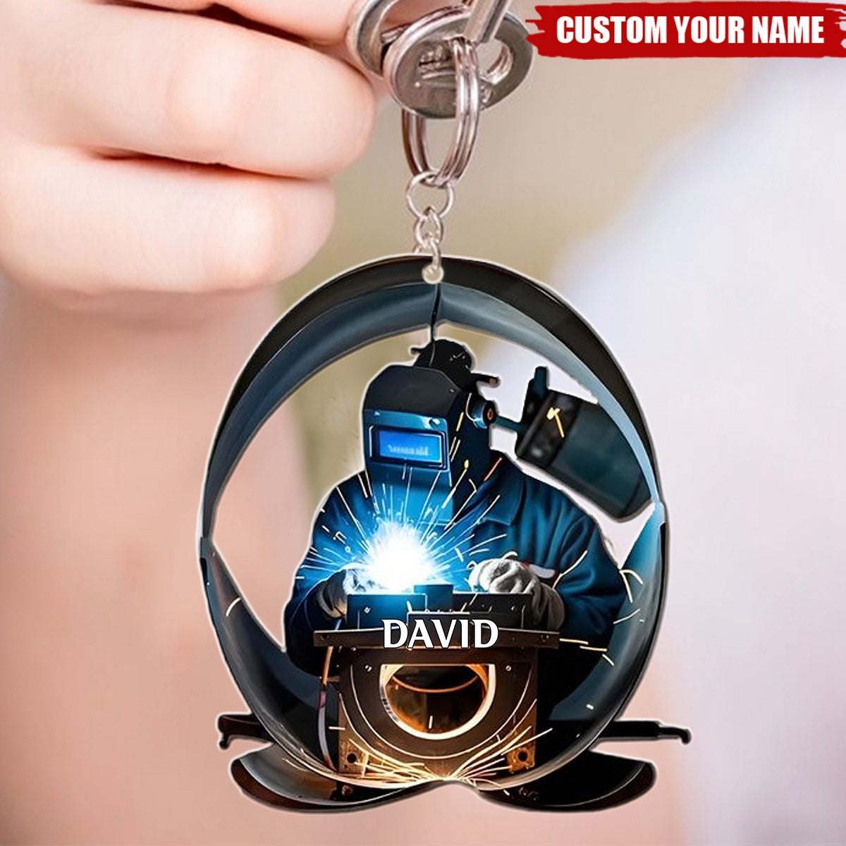 Crafted Sparks Personalized Name Welding Shaped Keychain
