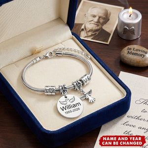 In Memory of Loved One - Personalized Memorial Bracelet
