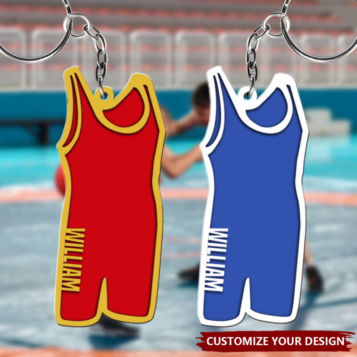 Personalized Wrestling Singlet Design Sport Bag Tag Keychain