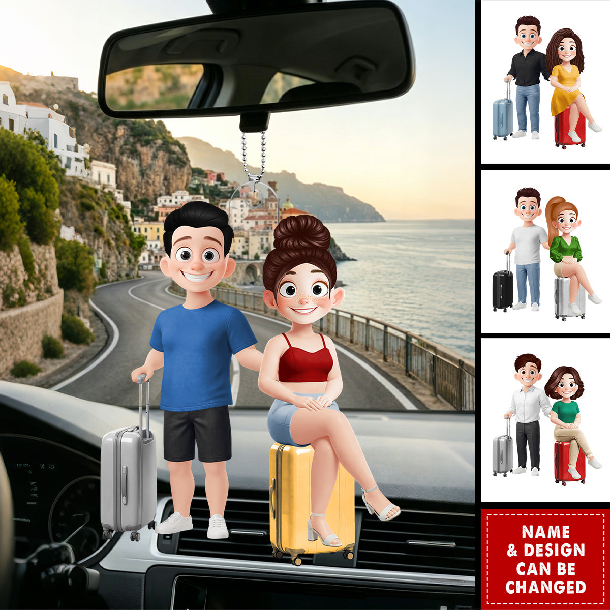 The Adventures Of Travel Lovers - Personalized Acrylic Car Ornament - Gift For Travelers, Couples