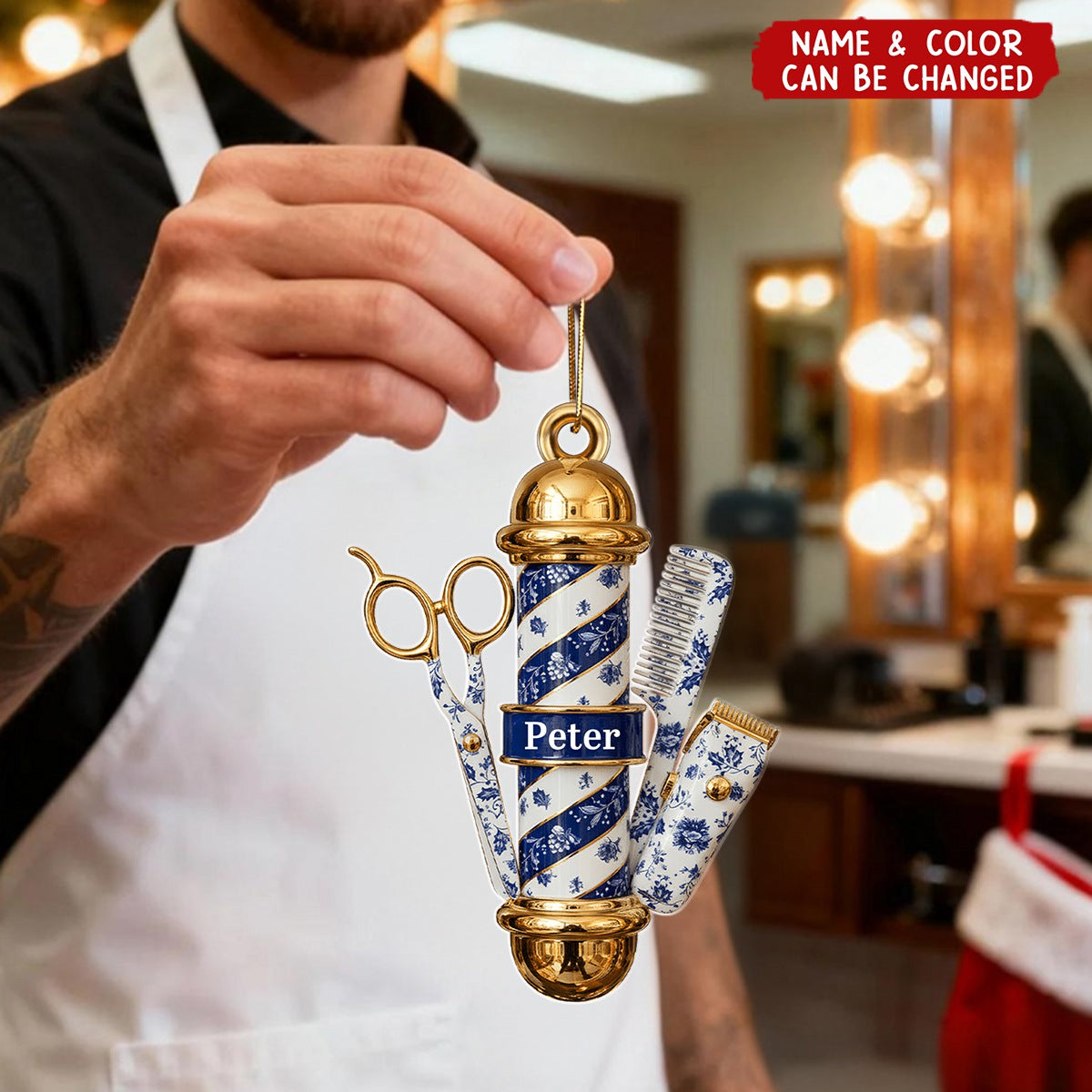 Personalized Barber’s Essentials Acrylic Ornament, Gift For Barber