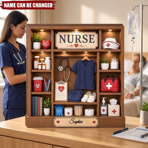 Personalized Nurse Wooden Block, Custom Medical Office Shelf Sitter