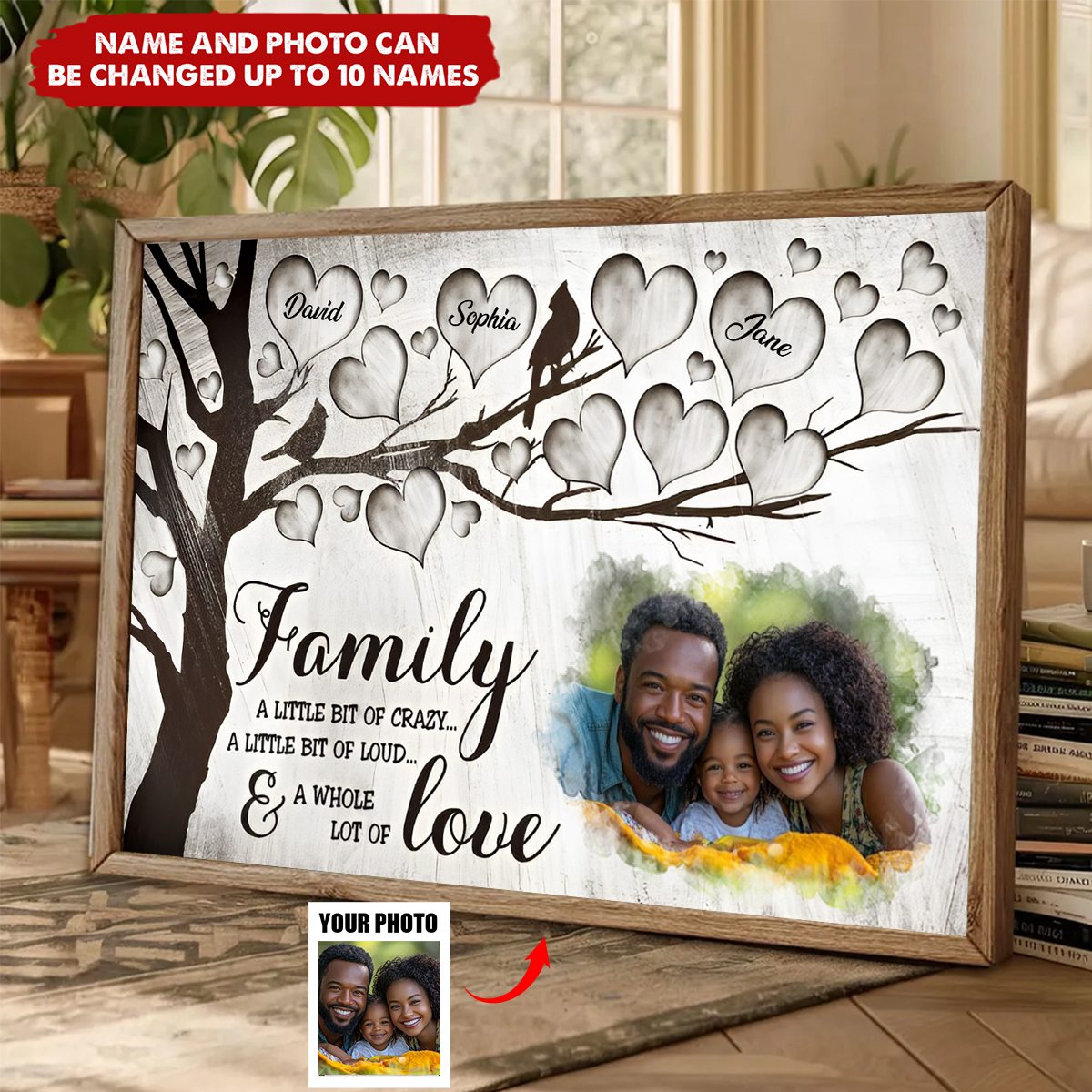 Family A Little Bit Of Crazy - Customized Personalized Poster - Gift For Family Grandma Grandpa Grandkids Mother Father Family Member