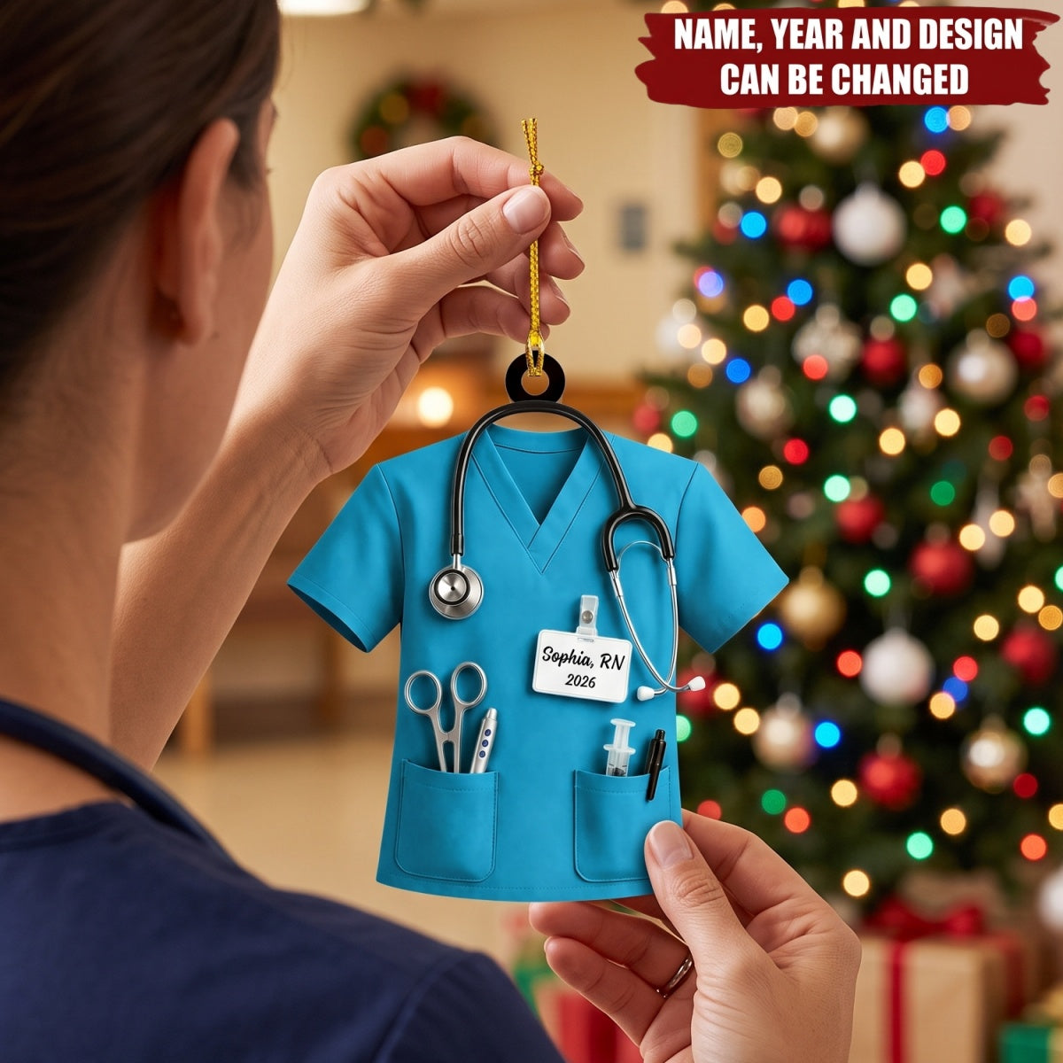 Nurse Scrubs - Personalized Acrylic Custom Shape Ornament