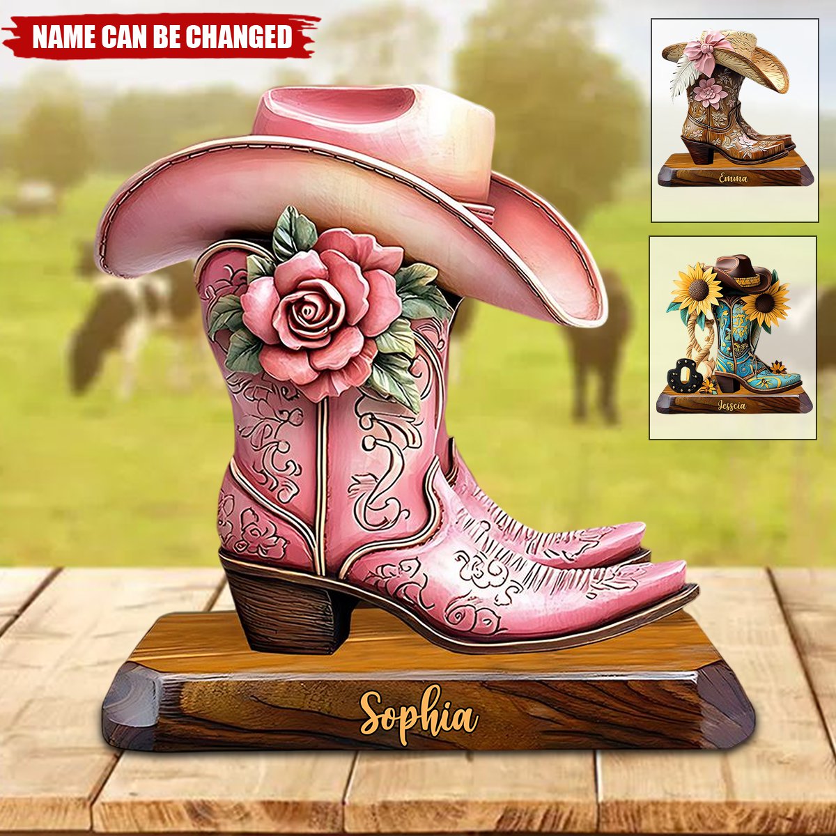 Cowgirl Boots - Personalized Cowgirl Custom Shaped Acrylic Plaque