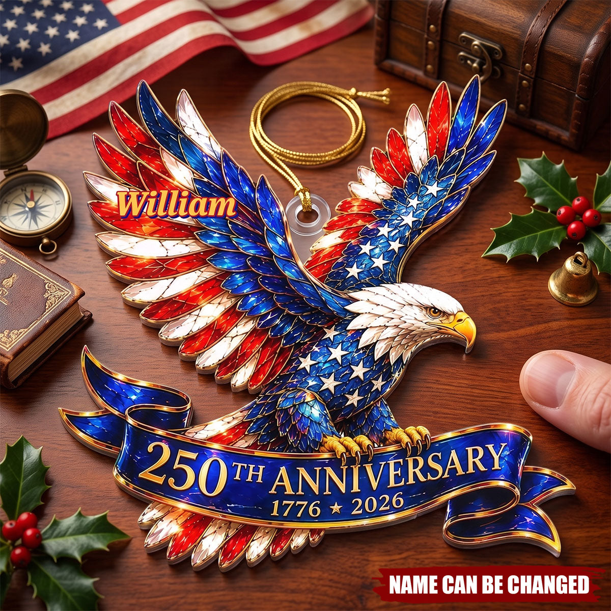 America 250 Years Ornament 2026, Patriotic Eagle Christmas Ornament