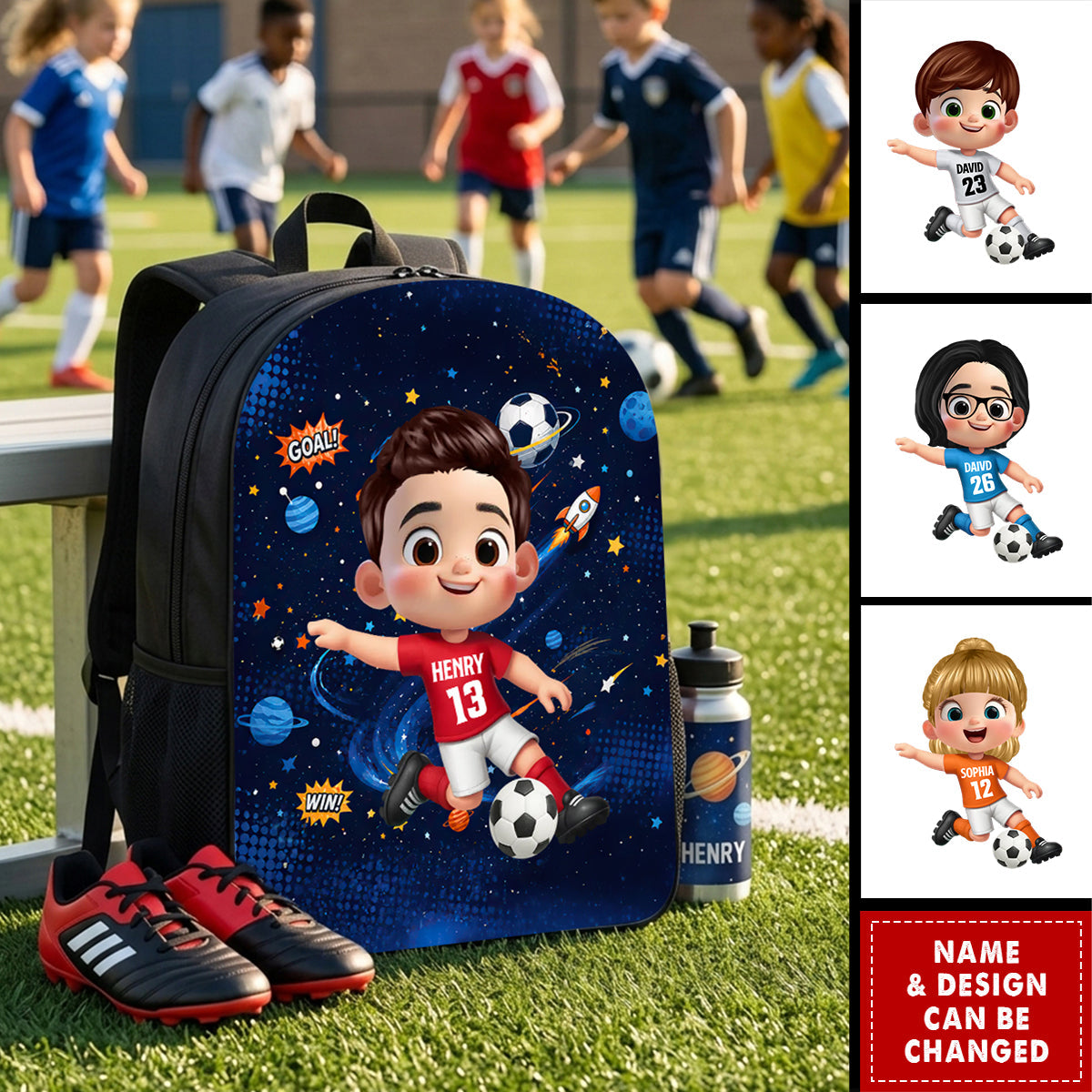 Soccer Design for Boys Girls - Personalized Backpack - Back to School Backpack for Kids
